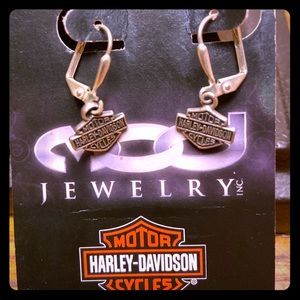 Harley Davidson silver earrings, bar & shield